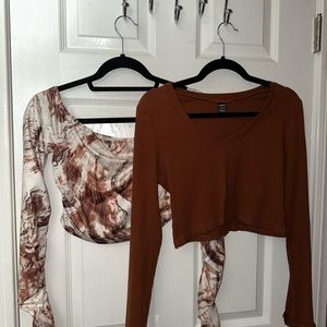 Shein | Long Sleeve Crop Tops | Set of 2